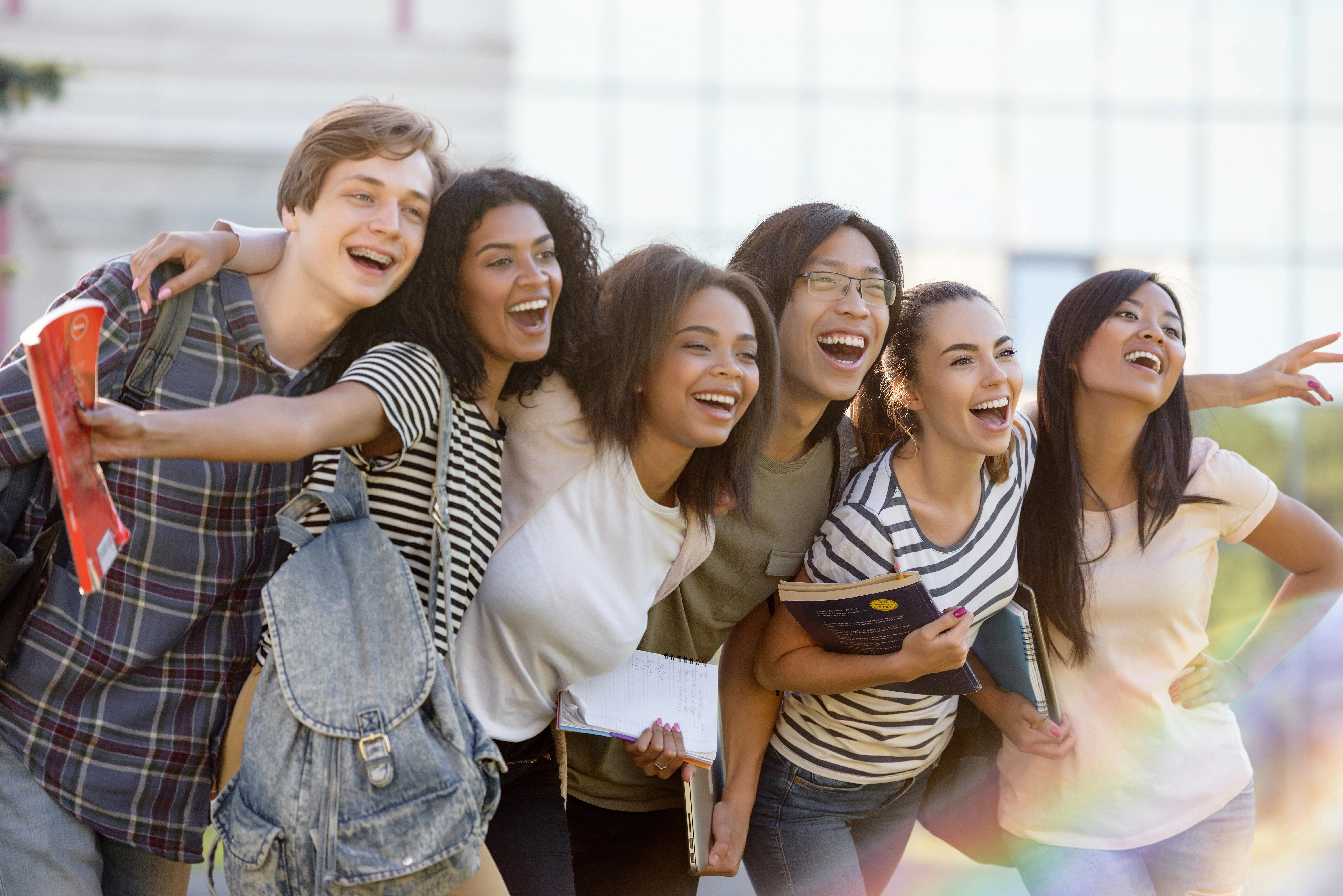 Diverse students outdoors